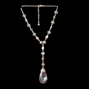 Glass and gold beaded drop necklace